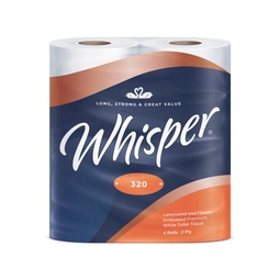 Whisper Toilet Roll 2Ply 320 Sheet (Case 40)