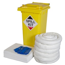 Fentex Oil and Fuel Spill Kit with Yellow Wheelie Bin 120 Litre