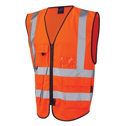 Leo Lynton EcoViz Superior Waistcoat With ID Pocket Orange