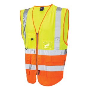 Leo Lynton EcoViz Superior Waistcoat With ID Pocket Yellow / Orange