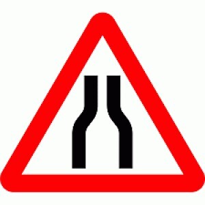 Road Narrows Both Ways Road Sign Triangle 750MM