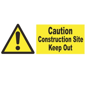 Caution Construction Site Safety Sign Rigid Plastic 600x400MM