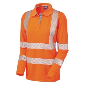 Leo Pollyfield Coolviz Ultra Women's Sleeved Polo Shirt Orange