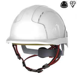 JSP EVOLite Skyworker Micro Peak Revolution Wheel Ratchet Vented Safety Helmet White
