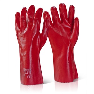 Beeswift PVC Open Cuff Gauntlet Red 14"